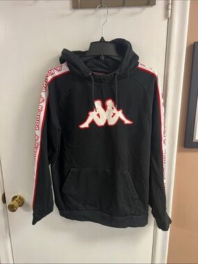Kappa Black Hoodie with White & Red Logo